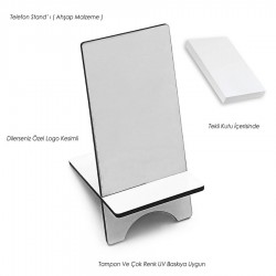Ahşap Telefon Standı - Düz Beyaz - 009