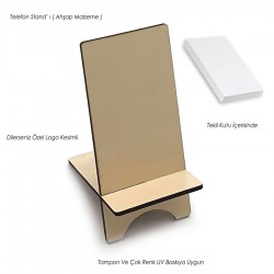 Ahşap Telefon Standı - Düz Krem-010