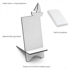 Ahşap Telefon Standı - Tekne - Beyaz - 012