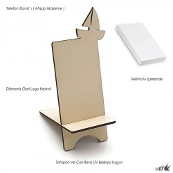 Ahşap Telefon Standı - Tekne - krem - 013