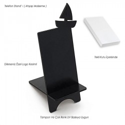 Ahşap Telefon Standı - Tekne - Siyah - 014