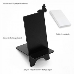 Ahşap Telefon Standi Kelebek - Siyah - 020