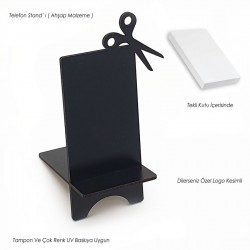 Ahşap Telefon Standı Makas - Siyah - 032