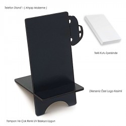 Ahşap Telefon Standı Araba Yan - Siyah - 035