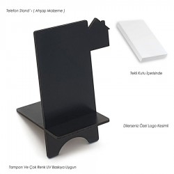 Ahşap Telefon Standı Ev - Siyah - 041