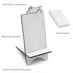 Ahşap Telefon Standı Motosiklet - Beyaz - 042