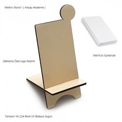 Ahşap Telefon Standı Yuvarlak - Krem - 049