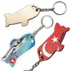 Uçak Şekilli Ahşap Anahtarlık -006