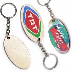 Oval Şekilli Ahşap Anahtarlık  -010