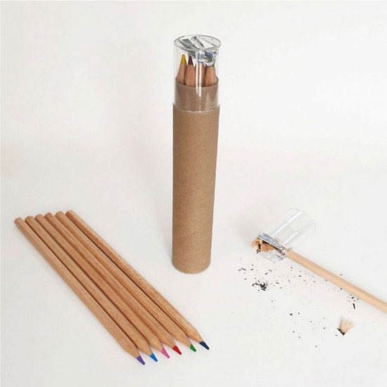 6lı Tam Boy Silindir Kraft Kutulu Boya Kalemi Seti 002, DP-BK-002 6lı Tam Boy Silindir Kraft Kutulu Boya Kalemi Seti 002, DP-BK-002