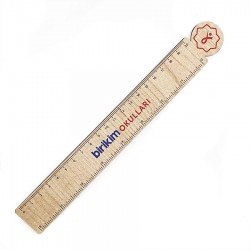 Ahşap Yuvarlak Baskı Alanlı Cetvel - 20 cm -015