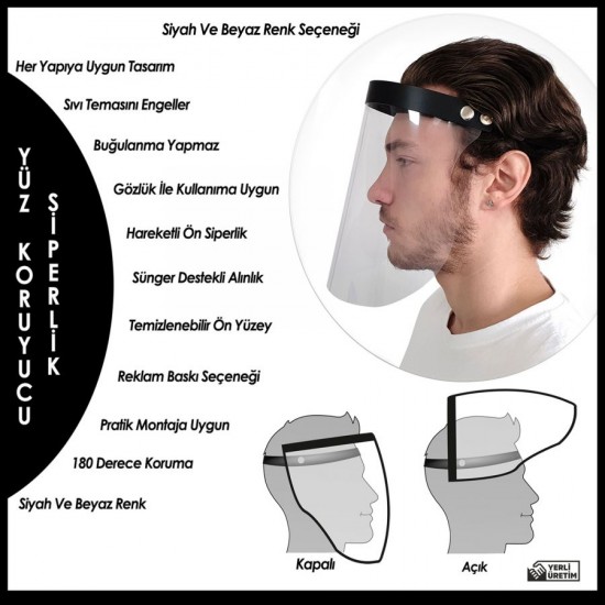 Yüz Koruyucu Siper Maske Kalkan 003 Yüz Koruyucu Siperlik Maske Kalkan 003