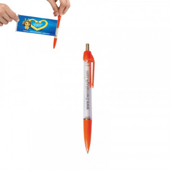 Plastik Banner Tükenmez Kalem  Turuncu 01