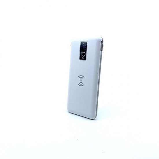 10000 mAh Wireless Powerbank (Dahili Kablolu) K410 Beyaz 10000 mAh Wireless Powerbank (Dahili Kablolu) K410 Beyaz