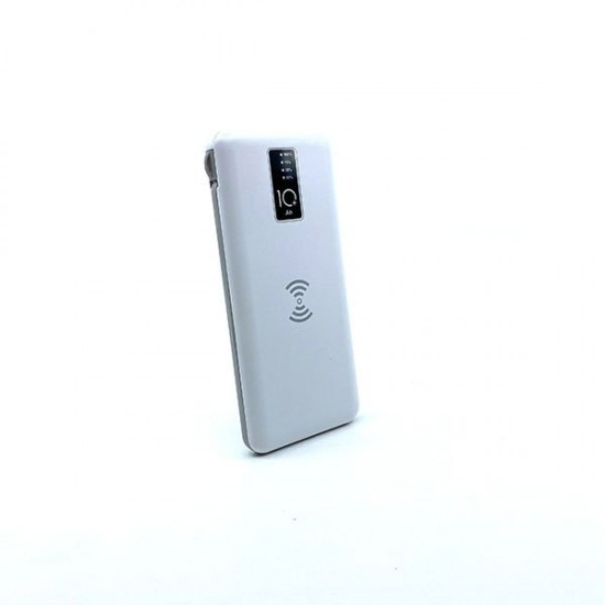 10000 mAh Wireless Powerbank (Dahili Kablolu) K410 Beyaz 10000 mAh Wireless Powerbank (Dahili Kablolu) K410 Beyaz