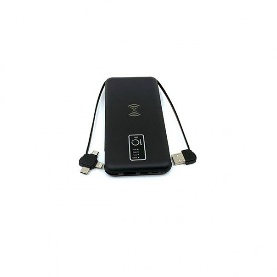 10000 mAh Wireless Powerbank (Dahili Kablolu) K410 Siyah 10000 mAh Wireless Powerbank (Dahili Kablolu) K410 Siyah