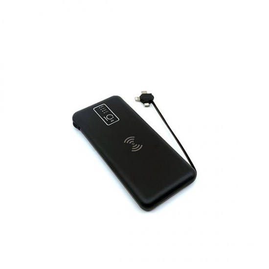 10000 mAh Wireless Powerbank (Dahili Kablolu) K410 Siyah 10000 mAh Wireless Powerbank (Dahili Kablolu) K410 Siyah