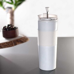 French Press Çelik Termos 500ml Beyaz 5554