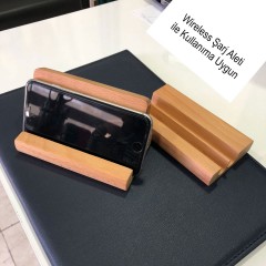 Ahşap Çift Kanallı Telefon Standı 006