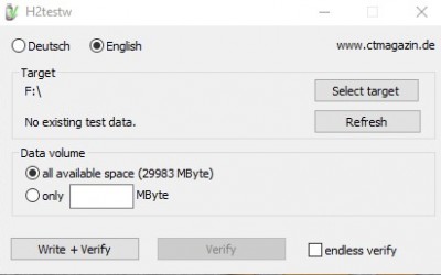 H2testw 1.4 Flash Bellek Kapasite Test Programı