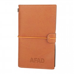 KUĞULU KAHVERENGİ TARİHSİZ DEFTER (11,5X20 CM)