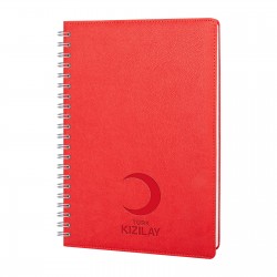 PLEVNE KIRMIZI KARELİ TARİHSİZ SPİRALLİ DEFTER (20x28 CM)