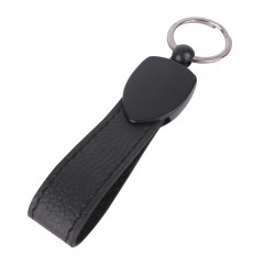 DÜZPELİT SİYAH METAL - DERİ ANAHTARLIK