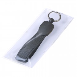 DÜZPELİT SİYAH METAL - DERİ ANAHTARLIK