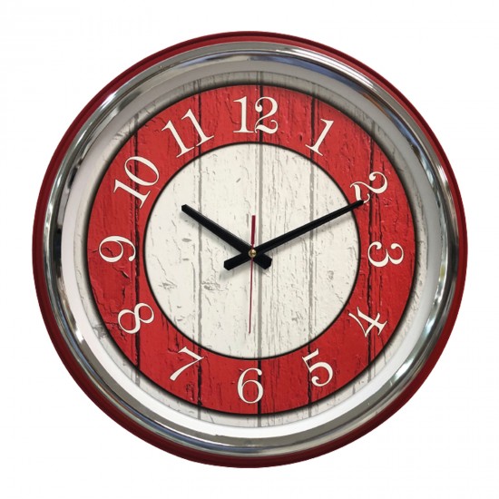 KİBELE201 KIRMIZI METAL KASA DUVAR SAATİ (505 MM), 500204