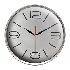 ATHENA305 GÜMÜŞ METAL ÇERÇEVE DUVAR SAATİ (360 MM)