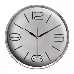 ATHENA305 GÜMÜŞ METAL ÇERÇEVE DUVAR SAATİ (360 MM)