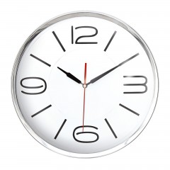 ATHENA305 BEYAZ-GÜMÜŞ METAL ÇERÇEVE DUVAR SAATİ (360 MM)