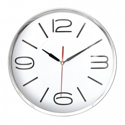 ATHENA305 BEYAZ-GÜMÜŞ METAL ÇERÇEVE DUVAR SAATİ (360 MM)