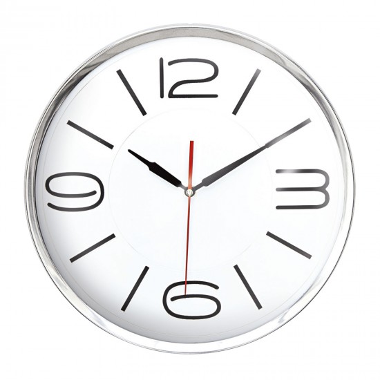 ATHENA305 BEYAZ-GÜMÜŞ METAL ÇERÇEVE DUVAR SAATİ (360 MM), 5006144