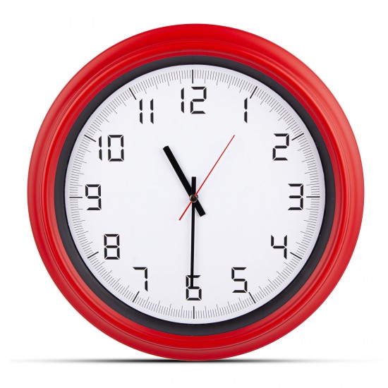 ATLAS KIRMIZI PLASTİK KASA DUVAR SAATİ (380MM), 5007104