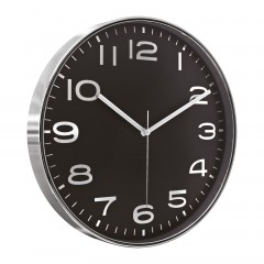 HADES406 SİYAH-GÜMÜŞ METALİZE ÇERÇEVE DUVAR SAATİ(380 MM)