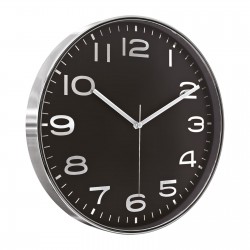 HADES406 SİYAH-GÜMÜŞ METALİZE ÇERÇEVE DUVAR SAATİ(380 MM)