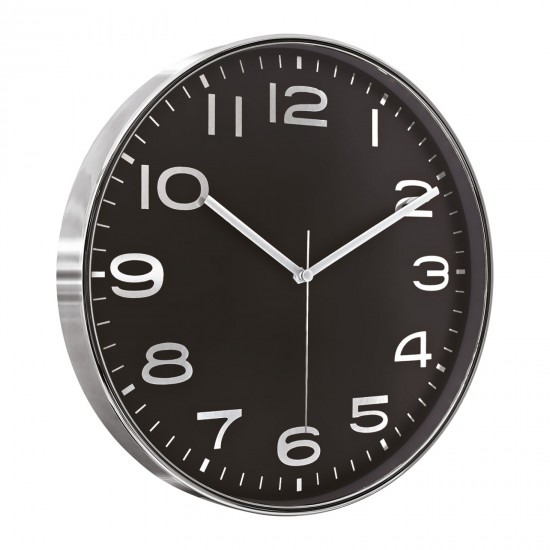 HADES406 SİYAH-GÜMÜŞ METALİZE ÇERÇEVE DUVAR SAATİ(380 MM), 5010134