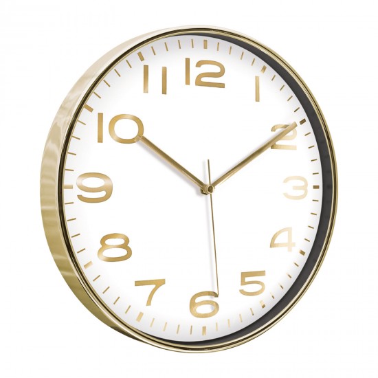 HADES406 ALTIN-BEYAZ METALİZE ÇERÇEVE DUVAR SAATİ(380 MM), 5010143