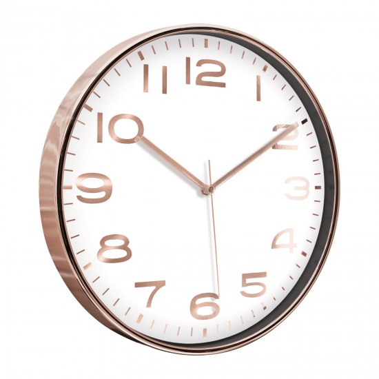 HADES406 BEYAZ-BAKIR METALİZE ÇERÇEVE DUVAR SAATİ(380 MM), 5010145