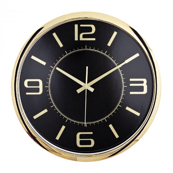 HELLEN404 SİYAH-ALTIN METALİZE ÇERÇEVE DUVAR SAATİ (420 MM), 5013133