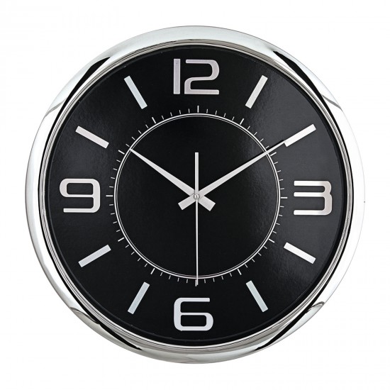 HELLEN404 SİYAH-GÜMÜŞ METALİZE ÇERÇEVE DUVAR SAATİ (420MM), 5013134