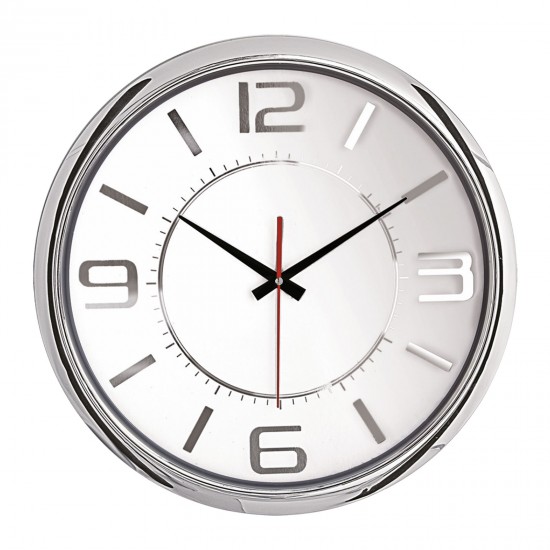 HELLEN404 BEYAZ-GÜMÜŞ METALİZE ÇERÇEVE DUVAR SAATİ (420MM), 5013144