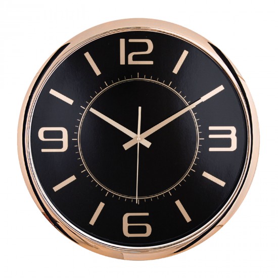 HELLEN404 SİYAH-BAKIR METALİZE ÇERÇEVE DUVAR SAATİ (420MM), 5013146