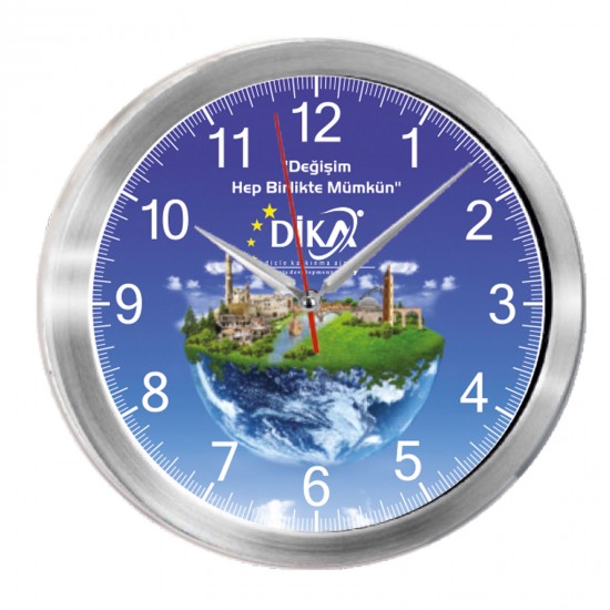 TRİTON091 GÜMÜŞ METAL KASA DUVAR SAATİ (350 MM), 501520