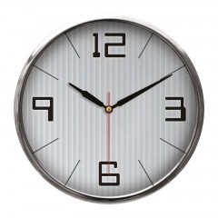 THOR707 GÜMÜŞ METAL ÇERÇEVE DUVAR SAATİ (320MM)