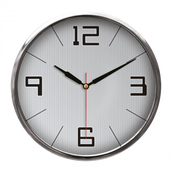 THOR707 GÜMÜŞ METAL ÇERÇEVE DUVAR SAATİ (320MM), 5019220