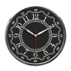 THOR707 SİYAH-GÜMÜŞ METAL ÇERÇEVE DUVAR SAATİ (320MM)