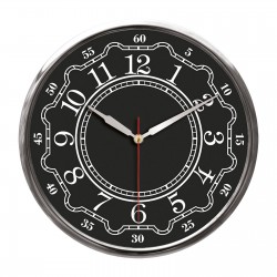 THOR707 SİYAH-GÜMÜŞ METAL ÇERÇEVE DUVAR SAATİ (320MM)