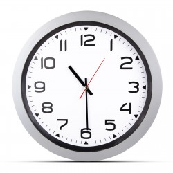 HERA GÜMÜŞ PLASTİK KASA DUVAR SAATİ (350MM)